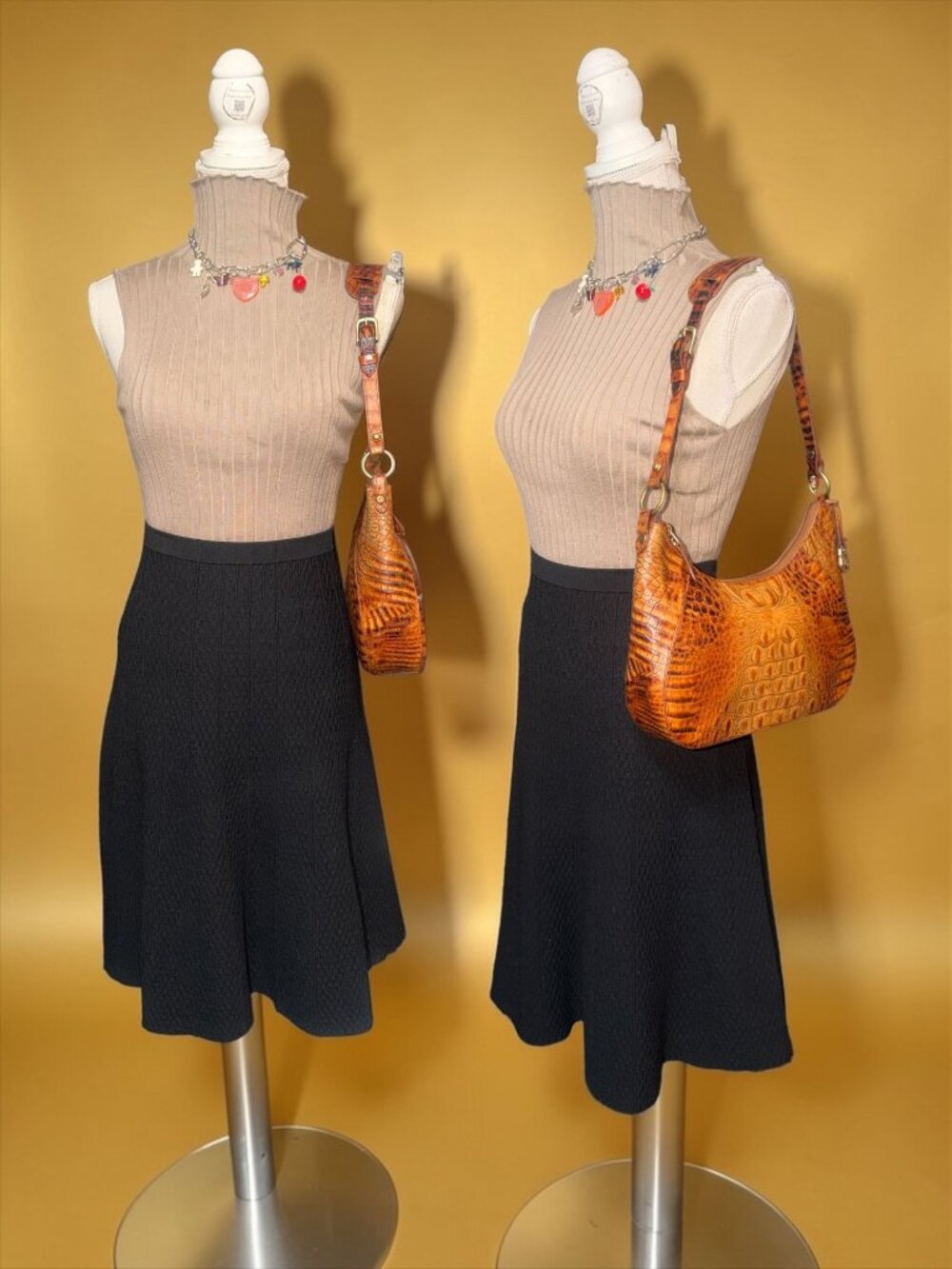 VTG Brahmin Shoulder Bag Pecan Melbourne Crocodile Embossed Leather Hobo 90s - Picture 2 of 11